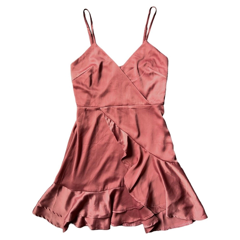 Princess Polly Dress Women's 6 Pink Mauve Fit & Flare Mini Ruffled Cottage Wrap